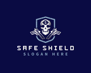 Skull Pistol Shield logo design