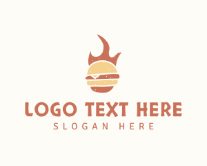 Cheeseburger - Fire Burger Food logo design