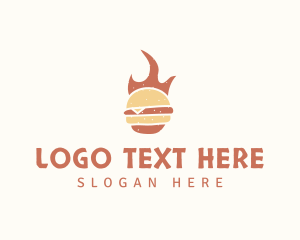 Bbq - Fire Burger Food logo design