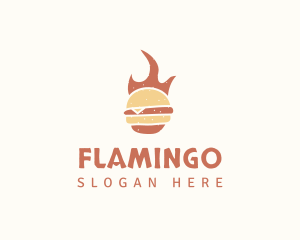 Fire Burger Food Logo