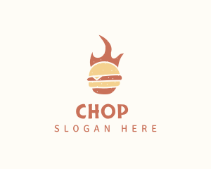 Fire Burger Food Logo