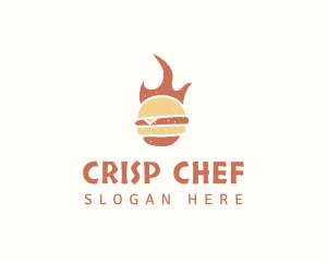 Fire Burger Food logo design