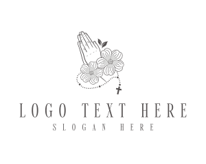 Christian - Floral Prayer Rosary logo design
