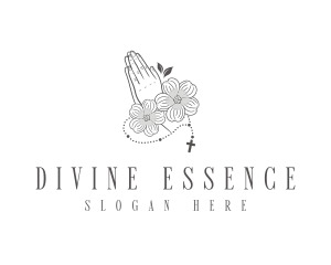 Sacred - Floral Prayer Rosary logo design