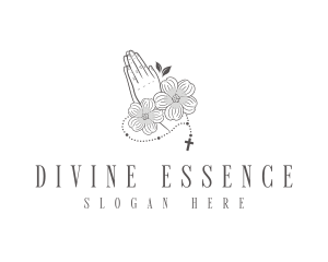 Divine - Floral Prayer Rosary logo design