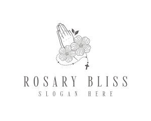 Rosary - Floral Prayer Rosary logo design