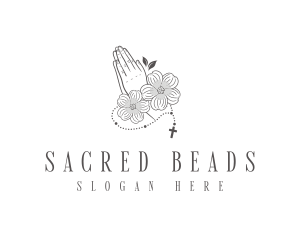 Rosary - Floral Prayer Rosary logo design