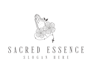 Floral Prayer Rosary logo design