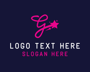 Letterform - Cursive Letter G Shooting Stars logo design