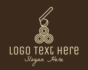 Brown Circle - Wood Log Lumber Axe logo design