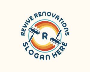 Renovation - Paint Roller Renovation logo design