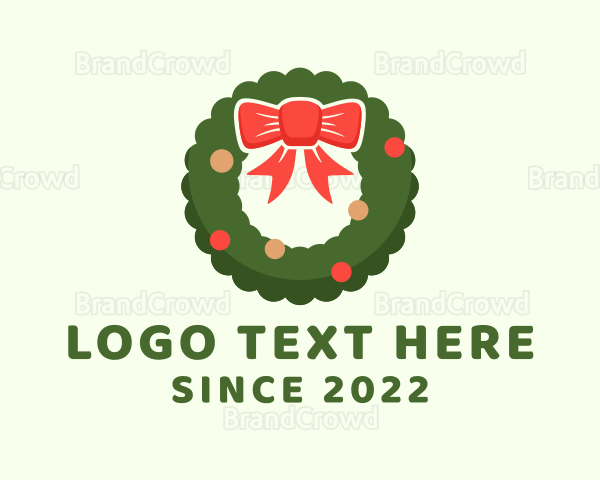 Ribbon Holiday Wreath Logo