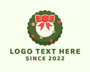 Holiday - Ribbon Holiday Wreath logo design