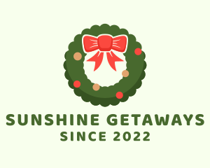 Holiday - Ribbon Holiday Wreath logo design