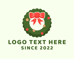 Xmas - Ribbon Holiday Wreath logo design