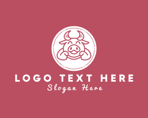 Feng Shui - Happy Cute Ox logo design