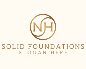 Metallic - Golden Monogram Letter NH logo design