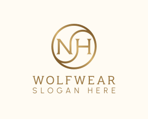 Wedding Planner - Golden Monogram Letter NH logo design