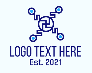 Outline - Blue Digital Drone logo design