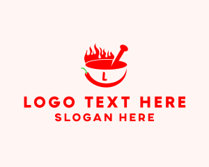 Cooking - Chili Flame Bowl logo design