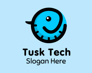 Tusk - Cute Blue Elephant logo design