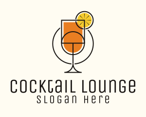 Geometric Lemon Cocktail logo design