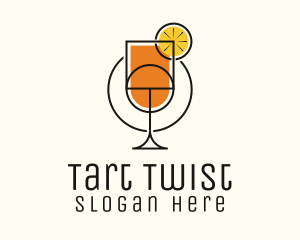 Geometric Lemon Cocktail logo design