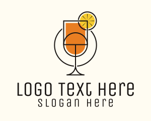 Geometric Lemon Cocktail Logo