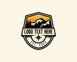 Hiker - Compass Mountain Travel logo design