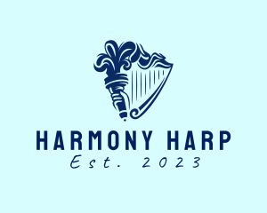 Harp - Elegant Torch Harp logo design