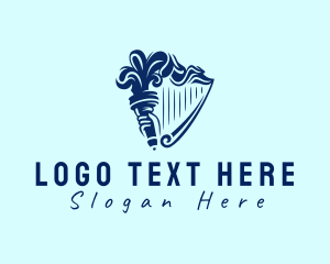 Elegant Torch Harp Logo