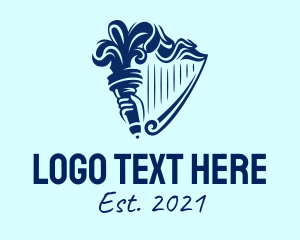 Torch - Blue Torch Harp logo design