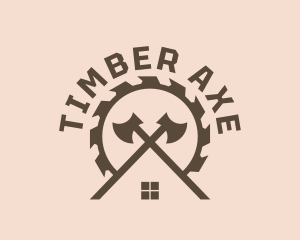 House Axe Saw Carpenter logo design