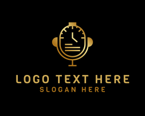 Podcast - Premium Watch Microphone logo design