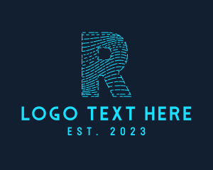 Secure - Fingerprint Letter R logo design