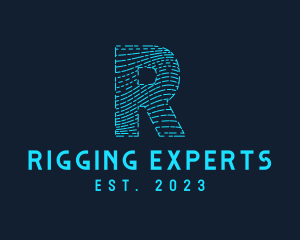 Fingerprint Letter R logo design