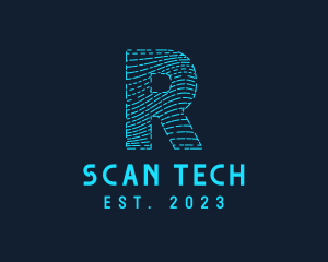 Scanner - Fingerprint Letter R logo design
