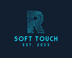 Touch - Fingerprint Letter R logo design