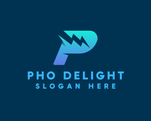 Power Lightning Bolt Letter P logo design