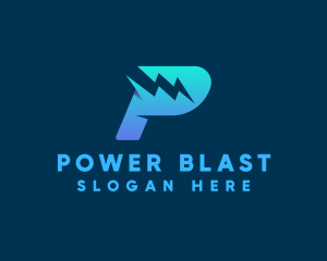 Power Lightning Bolt Letter P logo design