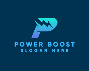 Power Lightning Bolt Letter P logo design