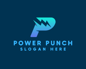 Power Lightning Bolt Letter P logo design