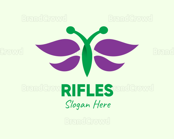 Purple Butterfly Insect Logo