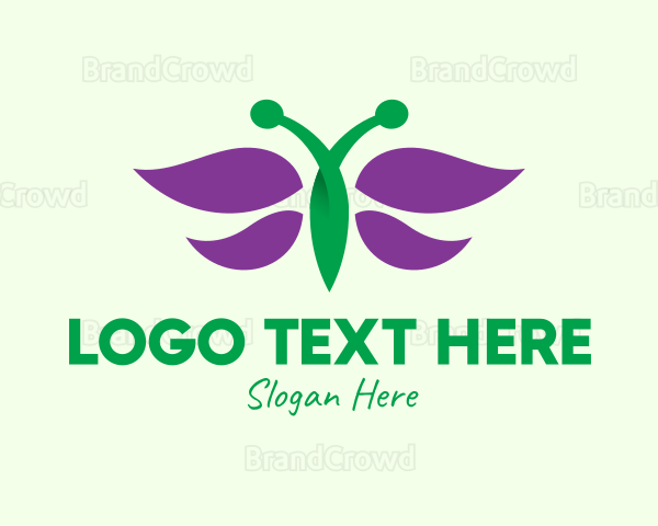 Purple Butterfly Insect Logo