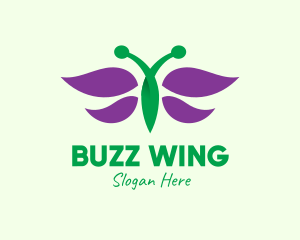 Purple Butterfly Insect logo design