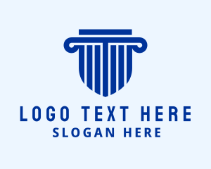 Pillar - Blue Column Shield logo design
