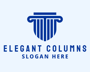 Blue Column Shield   logo design