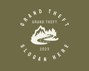 Glamping - Mountain Destination Scenery logo design