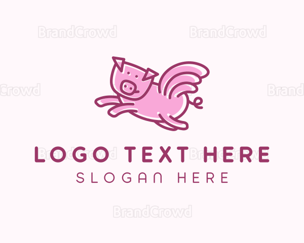 Pig Wings Flying Logo