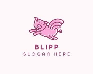 Pig Wings Flying Logo